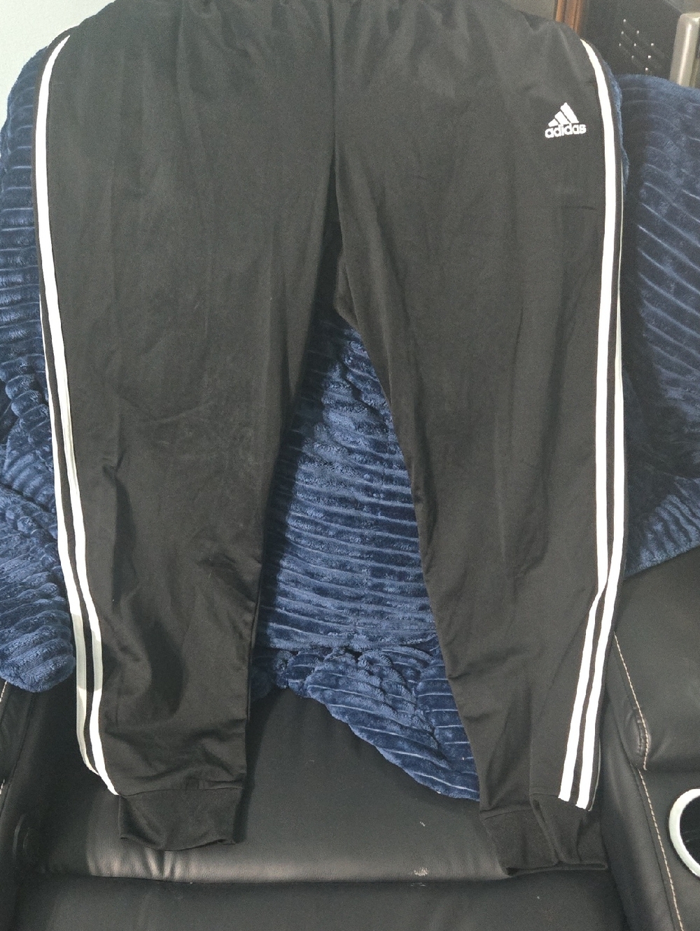 adidas Black Joggers with White Side Stripes